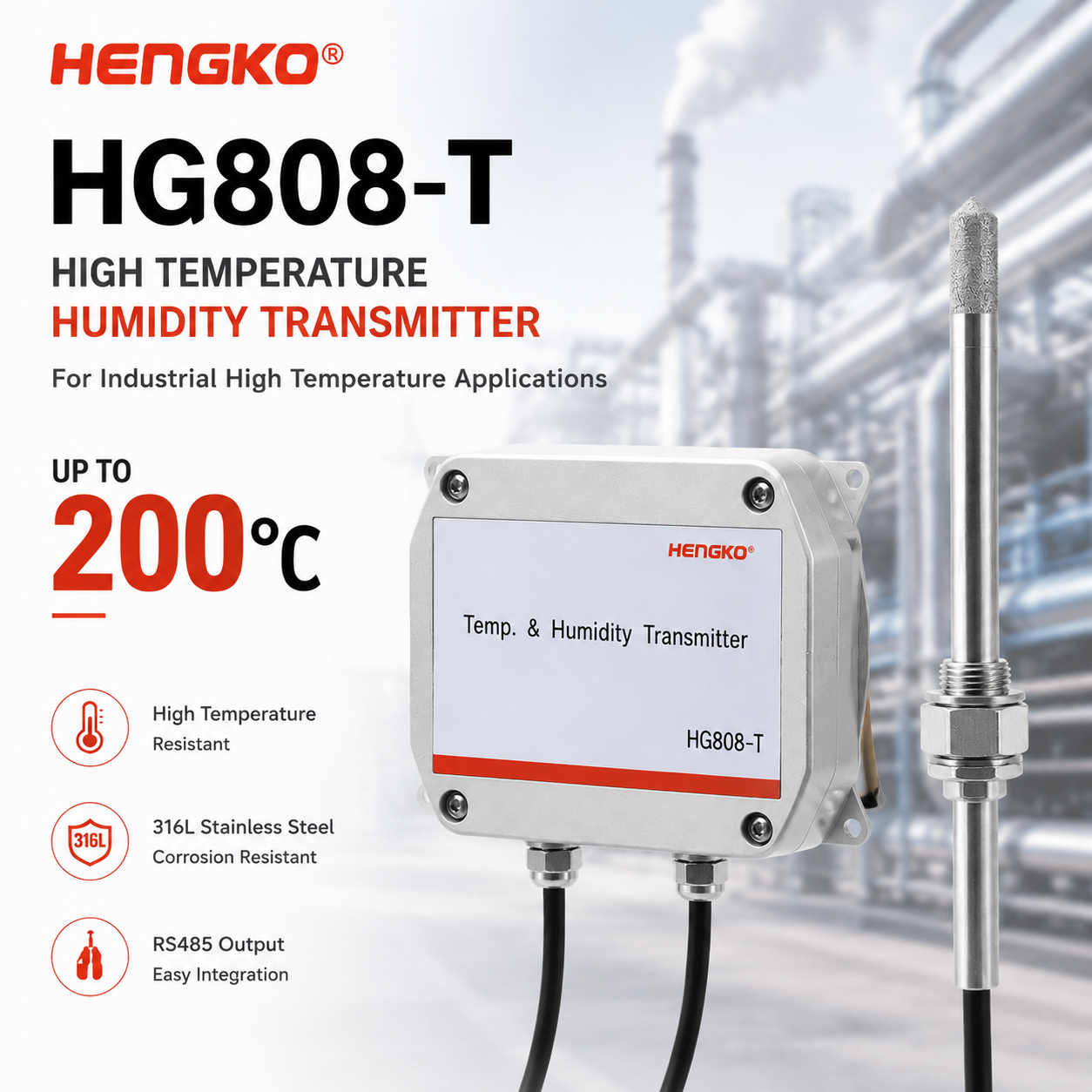 Temperature Humidity Sensor - HENGKO 200 ° Czujnik temperatury i