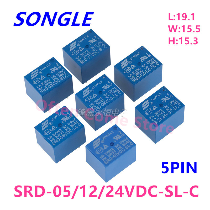 Shelly Relay Module - 5szt Nowy przekaźnik SRD-05VDC-SL-C SRD-12VDC-SL-C SRD-24VDC-SL-C
