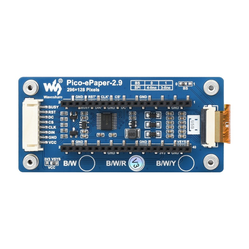 Display Epaper 2.9 - Waveshare Pico-ePaper-2.9-B, 2,9-calowy moduł wyświetlacza E-Paper