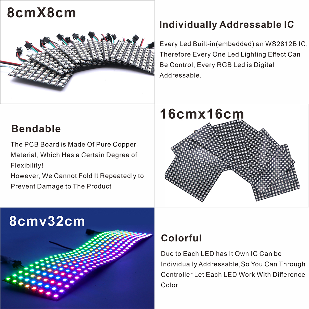 Panel LED WS2812B SMD5050 RGB, – Rgb Led Matrix 8X8 recenzja i cena